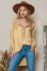 Apricot Waffle Pocket Seam Patchwork Loose Knit Top