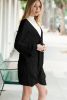 Black Casual Hollowed Knit Dolman Sleeve Cardigan