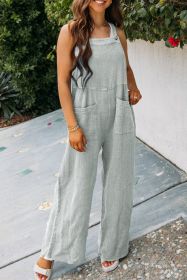 Gray Textured Wide Leg Overall with Pockets (size: (US 8-10)M)