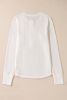 White Solid Color Waffle Long Sleeve Henley Top