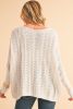 Beige Eyelet Batwing Sleeve Knit Sweater