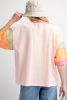 Pink Game Day Baseball Graphic Color Block Sleeve Tee