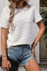 White Textured Plain Crewneck T Shirt