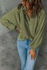 Green Washed Snap Buttons Bishop Sleeve Pullover Sweatshirt
