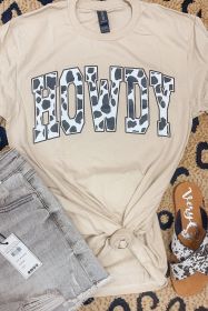 Khaki Animal Print HOWDY Letter Print Graphic Tee (size: (US 12-14)L)