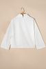 White Plain Mock Neck Drop Shoulder Ribbed Top