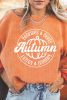Orange Pumpkin Graphic Print Corded Oversized Sweatshirt