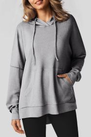 Gray Waffle Knit High Low Oversized Hoodie (size: (US 8-10)M)