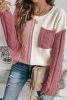 Rose Tan Colorblock Pocket Drop Shoulder Sweater