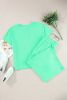 Mint Green Textured Batwing Sleeve Tee & Wide Leg Pants Plus Size Set