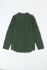 Green Textured Button Up Shirt Shacket with Flap Pockets