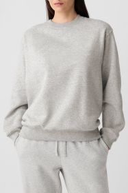 Gray Solid Color Drop Shoulder Terry Sweatshirt (size: (US 8-10)M)