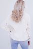 Beige Sequin Heart Pattern Round Neck Knit Sweater