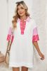 White Stripe Colorblock Sleeve Collared Mini Dress