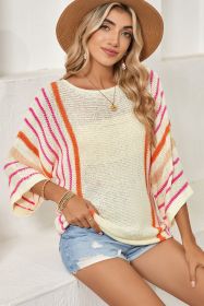 White Striped Bell Sleeve Lightweight Knitted Top (size: (US 4-6)S)