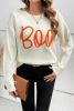 Apricot Halloween Boo Drop Shoulder Knit Sweater