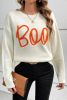 Apricot Halloween Boo Drop Shoulder Knit Sweater
