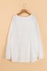 White Solid Color Drop Shoulder Baggy Sweatshirt