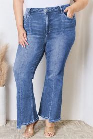 Blue Plus Size Exposed Seam High Waist Flare Jeans (size: (US 22W-24W)3X)