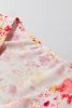 Pink Floral Print V-Neck Lantern Sleeve Blouse