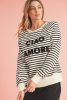 Black Stripe CIAO AMORE Graphic Buttoned Sweatshirt