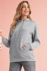 Gray Lattice Textured Kangaroo Pocket Drawstring Hoodie