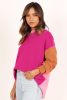 Bonbon Color Block Round Neck Loose Sweater