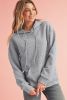 Gray Lattice Textured Kangaroo Pocket Drawstring Hoodie