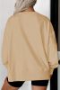 Light Beige Exposed Seam Drop Shoulder Side Slit Sweatshirt