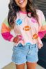 Pink Color Block GAME DAY Rugby Graphic Crew Neck T Shirt
