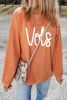 Orange Vols Letter Graphic Crinkle Ribbed Oversized Sweatshirt