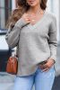 Light Grey Plain Oversized Hollowed Knit Sweater