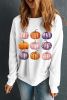 Beige Thanksgiving Pumpkin Graphic Pullover Sweatshirt