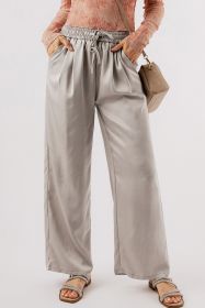 Jet Stream Solid Pleated Drawstring High Waist Wide Leg Pants (size: (US 4-6)S)