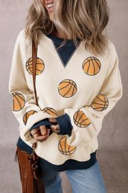 White Classic Basketball Graphic Crew Colorblock Sweatshirt (size: (US 8-10)M)