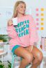 Pink COFFEE TEACH REPEAT Graphic Loose Sweatshirt