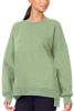 Smoke Green Plain O Neck High Low Hem Pullover Sweatshirt