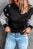Blank Sweatshirt - Black Striped and Stars Print Long Sleeve T-Shirt Customized