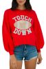 Fiery Red TOUCH DOWN Rugby Graphic Pullover Sweatshirt