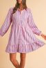Pink Striped Button-up Mini Shirt Dress