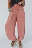 Pink Boho Floral Printed Wide Leg Jogger Pants