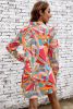 Multicolor Abstract Print Long Sleeve Shirt Dress