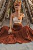 Red Dahlia Smocked Waist Bohemian Tiered Maxi Skirt