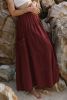 Red Dahlia Smocked Waist Bohemian Tiered Maxi Skirt