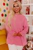 Peach Blossom Plus Size Ribbed Textured Pocketed Long Sleeve Top