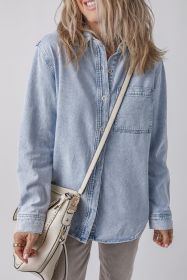 Beau Blue Long Sleeve Buttoned Chest Pocket Denim Shirt (size: (US 8-10)M)