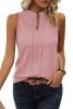 Pink Textured Split V Neck Sleeveless Shirt