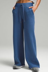 Sail Blue Drawstring High Waist Wide Leg Pocketed Pants (size: (US 8-10)M)