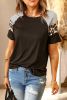 Blank T Shirt - Black Stripes and Leopard Print Short Sleeve Summer Top Customized