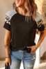 Blank T Shirt - Black Stripes and Leopard Print Short Sleeve Summer Top Customized